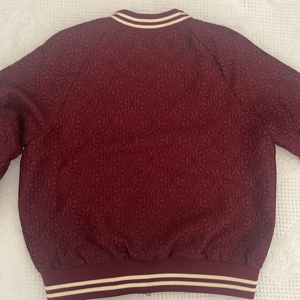 Vintage Esley Brocade Bomber Jacket Women’s Small Wine/Burgundy - Picture 5 of 7